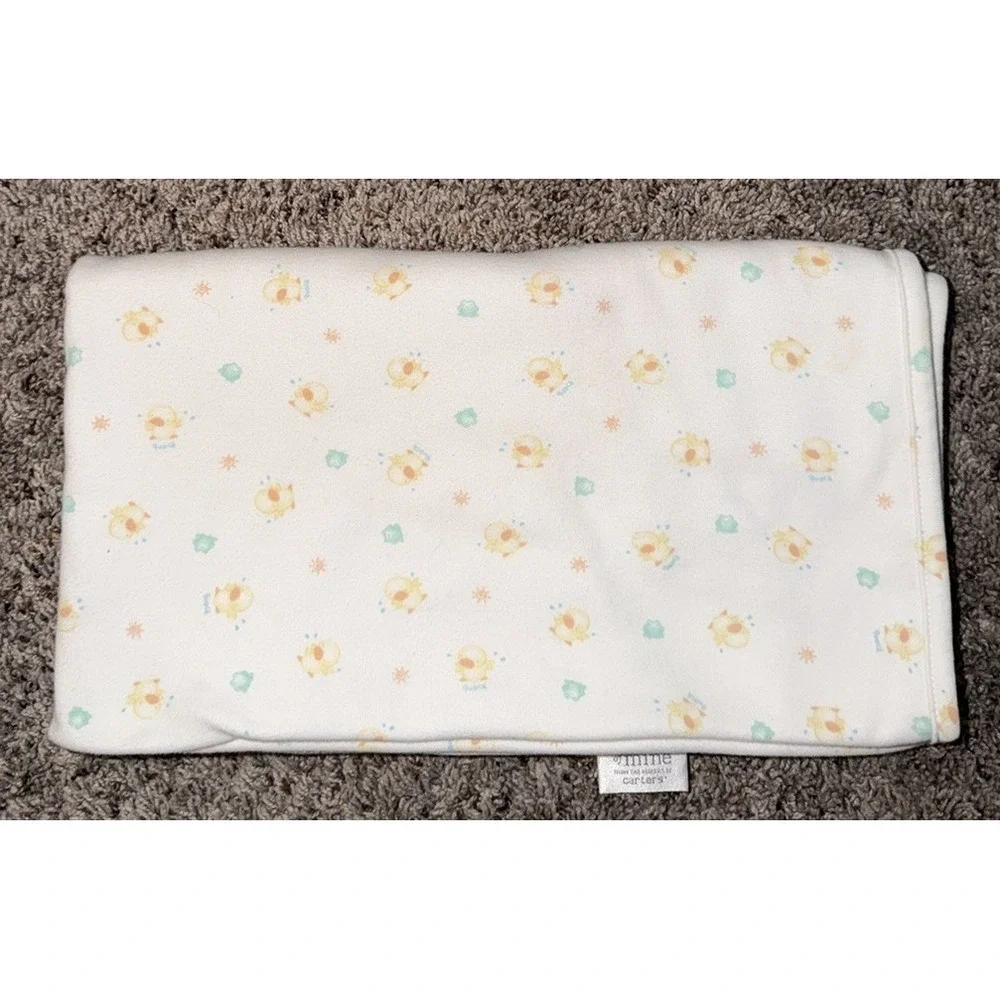 Carter's Child of Mine Baby Blanket Ducks Frogs Sun Yellow Quack Receiving Lovey